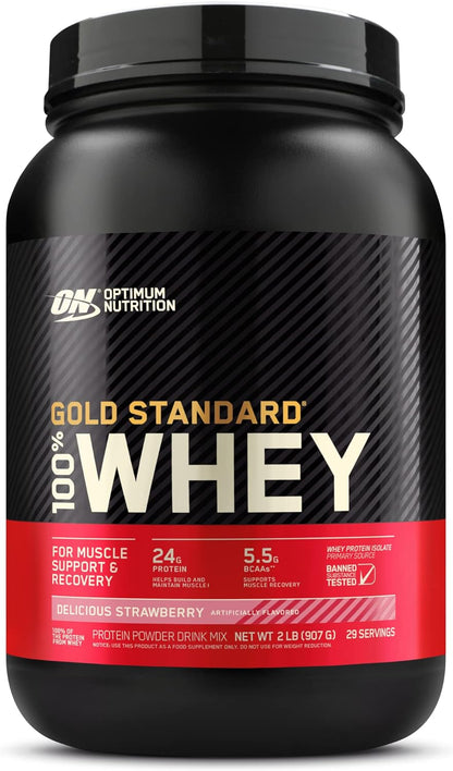 Optimum Nutrition (ON) Gold Standard 100% Whey Protein Powder Primary Source Isolate, 24 Grams of Protein for Muscle Support and Recovery - Vanilla Ice Cream, 2 Lbs, 29 Servings (899 Grams)