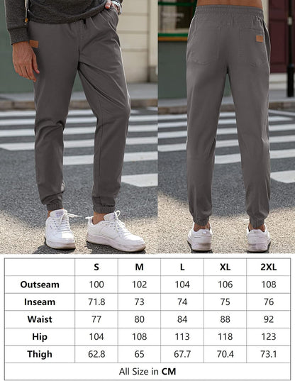 Men's Joggers Cotton Drawstring Outdoor Hiking Pants Casual Stretch Elastic Waist Track Pants Twill Jogging Sweatpants