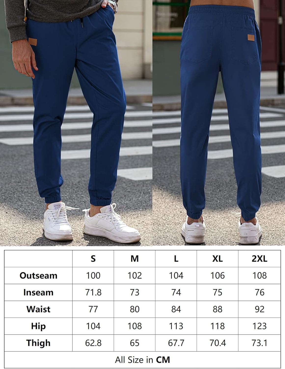 Men's Joggers Cotton Drawstring Outdoor Hiking Pants Casual Stretch Elastic Waist Track Pants Twill Jogging Sweatpants