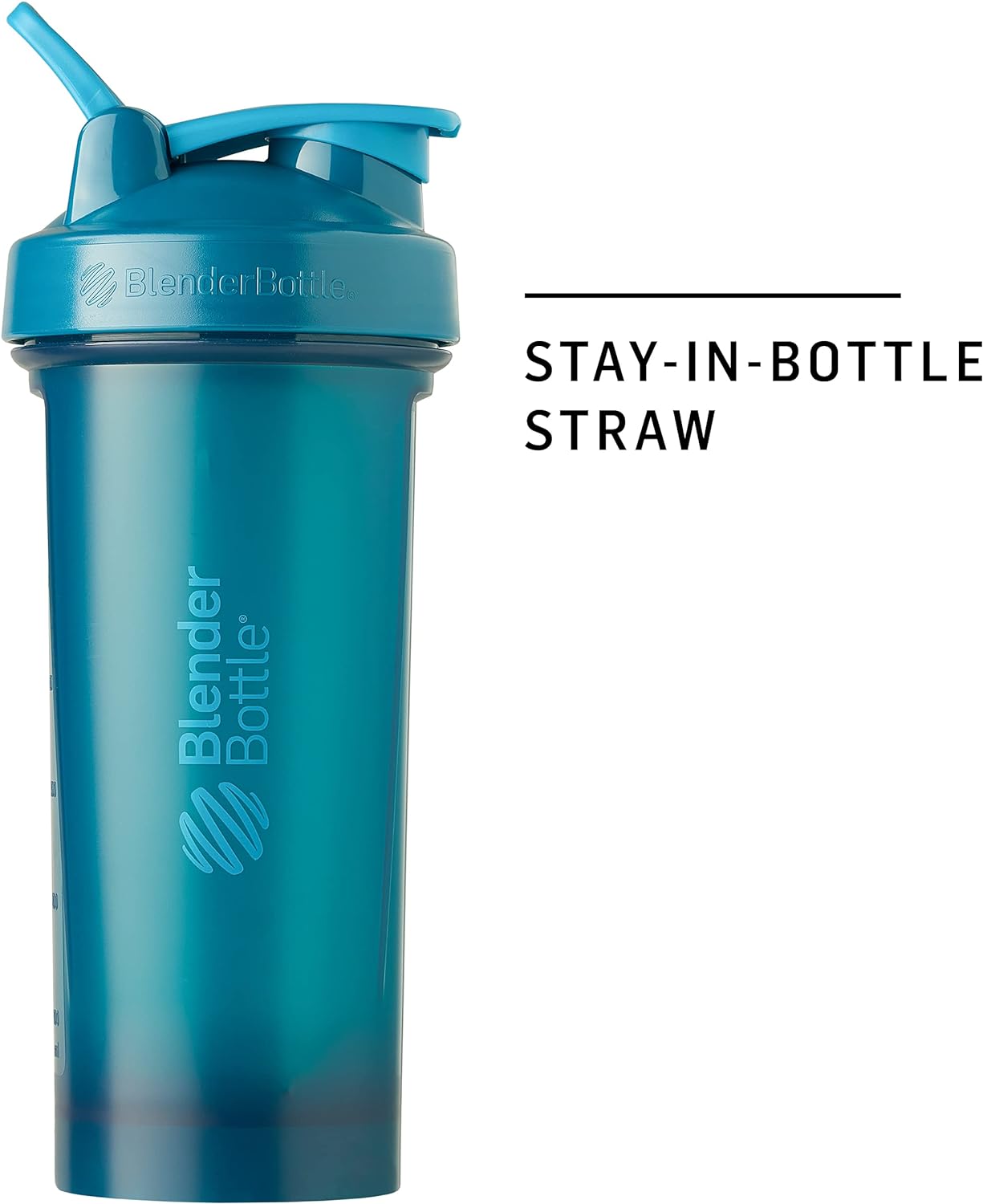 BlenderBottle Classic V2 Shaker Bottle Protein Shakes and Pre Workout, 28-Ounce, Ocean Blue + Straw