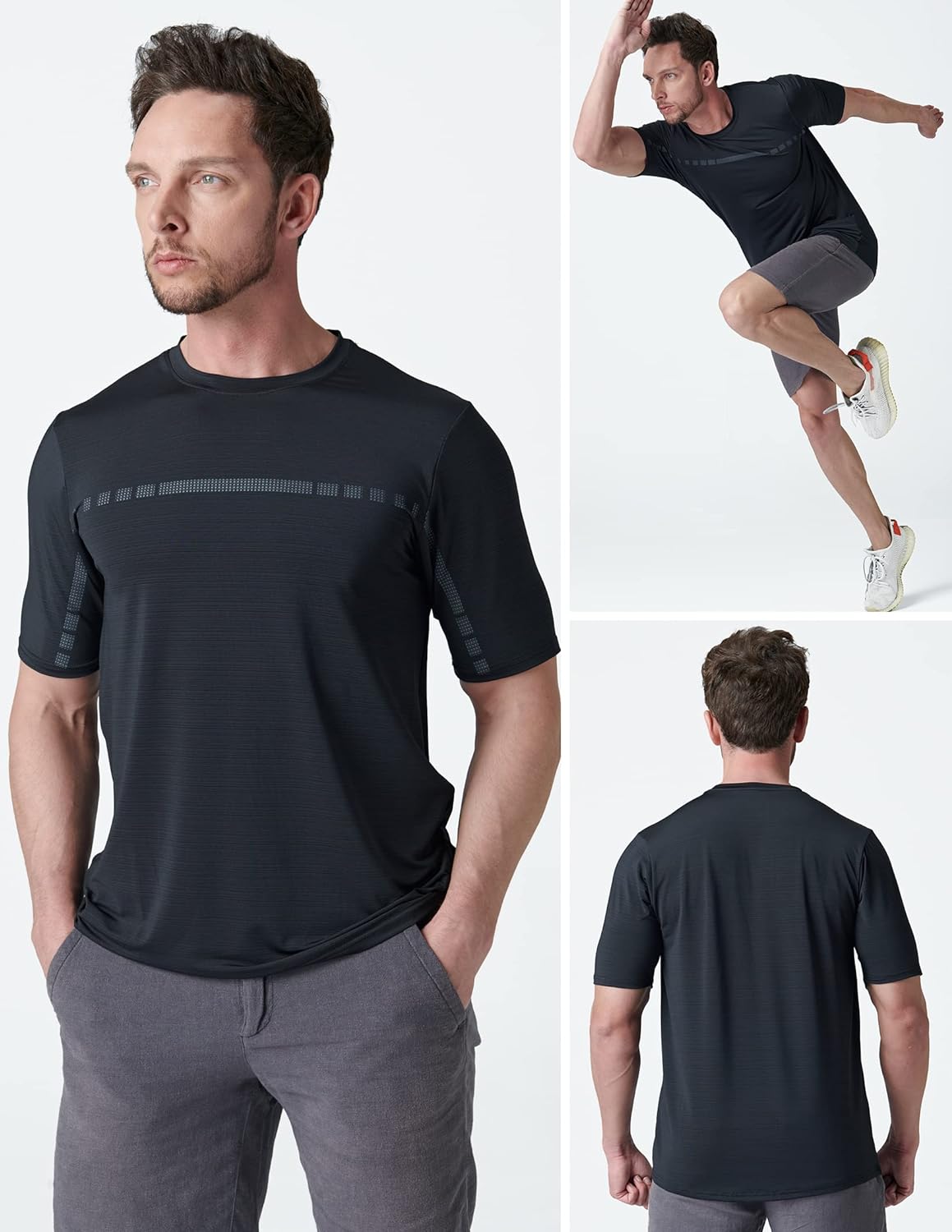 5 Pack Men’s Active Quick Dry Crew Neck T Shirts | Athletic Running Gym Workout Short Sleeve Tee Tops Bulk