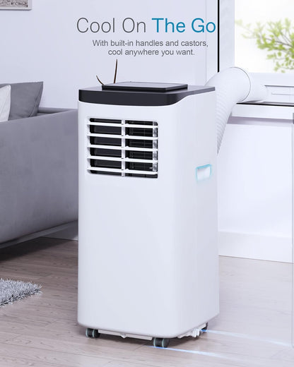 FIOGOHUMI 10000BTU Portable Air Conditioner with Built-in Dehumidifier Fan Mode for Room up to 250 sq.ft. - Room Air Conditioner with 24Hour Timer & Remote Control Window Mount Kit