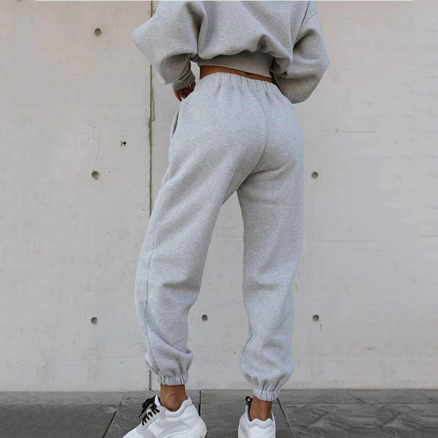 Ladies Fashion Tracksuit Women Long Sleeves Sweatshirt + Long Pants Sportswear 2 Pieces Set Sport Outfit (Color : Gray, Size : Medium)