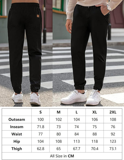 Men's Joggers Cotton Drawstring Outdoor Hiking Pants Casual Stretch Elastic Waist Track Pants Twill Jogging Sweatpants