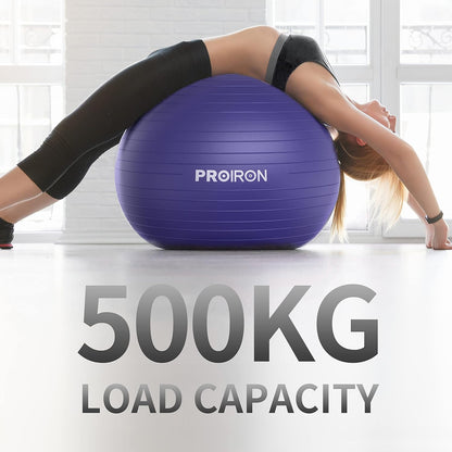 PROIRON Yoga Ball Anti-Burst Exercise Ball Chair with Quick Pump Slip Resistant Gym Ball Supports 500KG Balance Ball for Pilates Yoga Birthing Pregnancy Stability Gym Workout Training