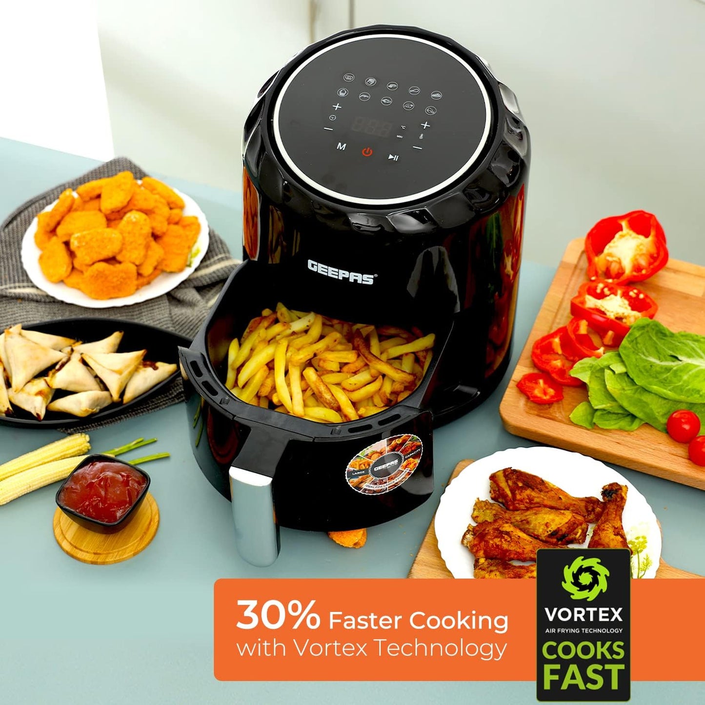 Geepas Digital Air Fryer, Black, 1400W, 3.5 Liter Capacity, GAF37512, 2 Year Manufacturer Warranty