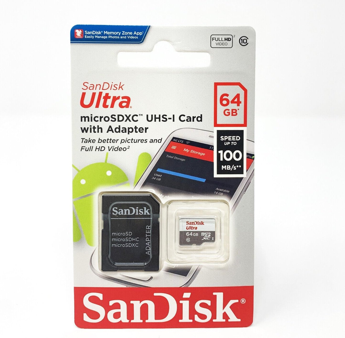 Sandisk Microsd 64Gb 100Mb/Ssdsqunr-064G