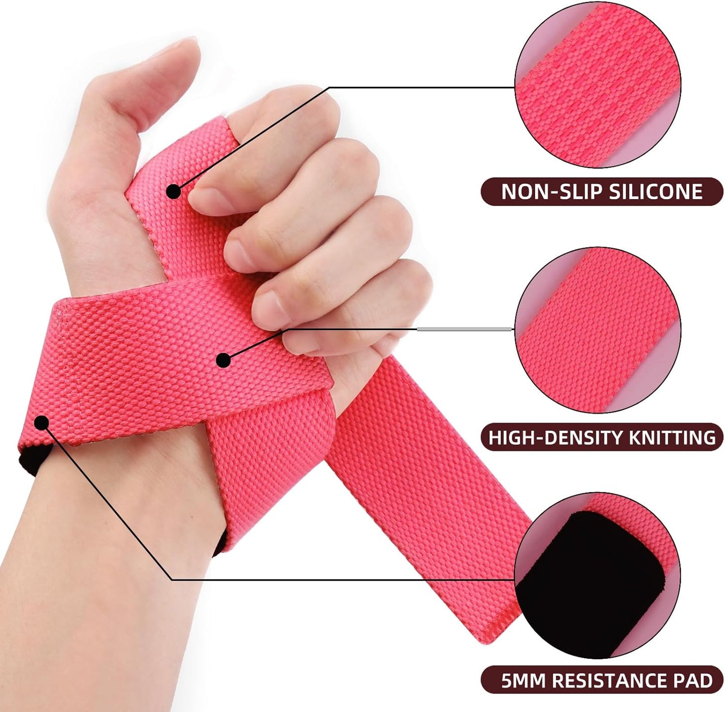 Lifting Straps Deadlift Gym Wrist Straps Weightlifting with Neoprene Cushioned Wrist Padded and Anti-Skid Silicone - for Weightlifting, Bodybuilding, Xfit, Strength Training