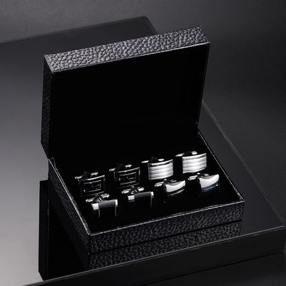 UJOY 4 Pairs Men's Cufflinks of Fashion and Simple Design with Luxury Gift Box for Men's Business Daily or Important Occasion