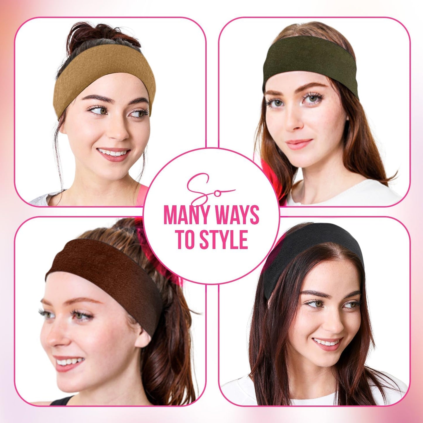 Styla Hair 10 Pack Stretch Headbands Non-Slip Head Wraps Great for Sports, Yoga, Pilates, Running, Gym, Workouts, Baseball, Casual Wear, Gifts & More!