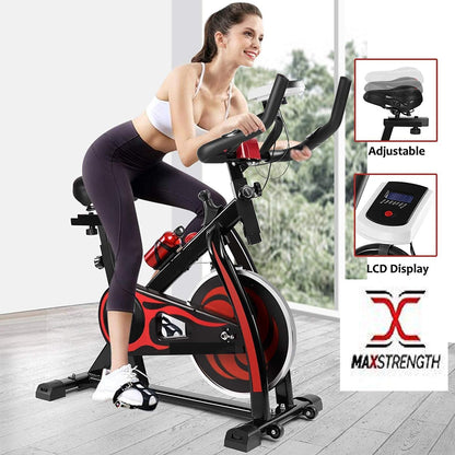 Max Strength Dynamic 30 Indoor Cycling Bike Spinning Bike Ultra Quiet Fitness Bike and Abdominal Trainer |Speed Bike with Low Noise Belt Drive System| Cardio Trainer