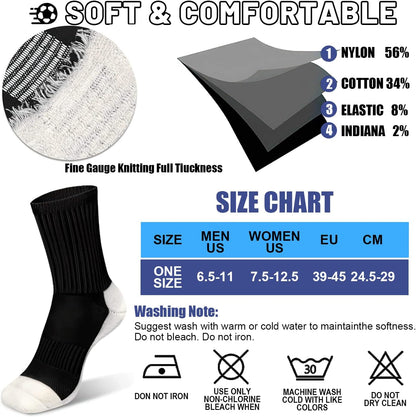 Rness Football Socks, Anti-Slip Soccer Socks, Non-Slip Grip Pads Athletes Socks, Football Basketball Sports, 3 Pairs