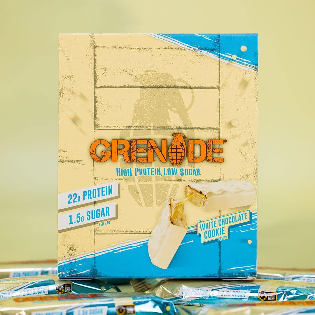 Grenade High Protein, Low Sugar Bar - Chocolate Chip Salted Caramel, 12 x 60 g