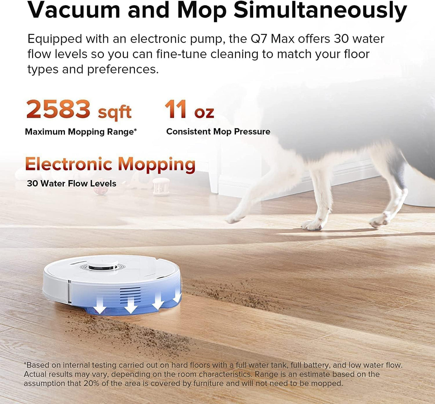 Roborock Q7Max+Robot Vacuum Cleaner, Hands-Free Cleaning for up to 7 Weeks, Robotic Vacuum with APP-Controlled Mopping, 4200Pa Suction, No-Mop&No-Go Zones, 180mins Runtime, Works with Alexa(White)