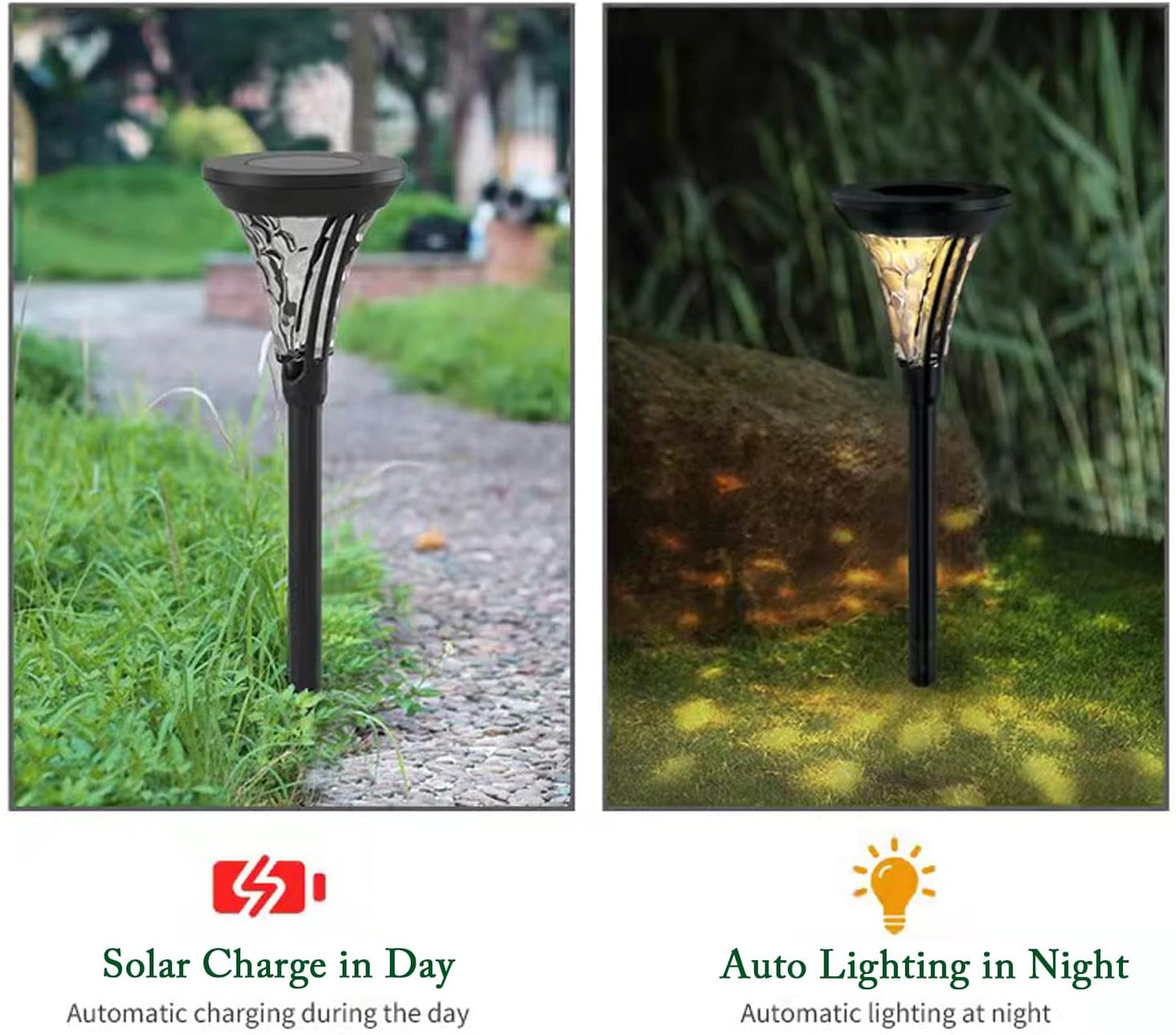 GGEROU Solar Pathway Lights Outdoor, Bright Solar Lights Outdoor, IP65 Waterproof Auto On/Off Solar Garden Lights Solar Powered Landscape Lighting for Garden, Lawn, Patio, Yard, Walkway (8 Pack)