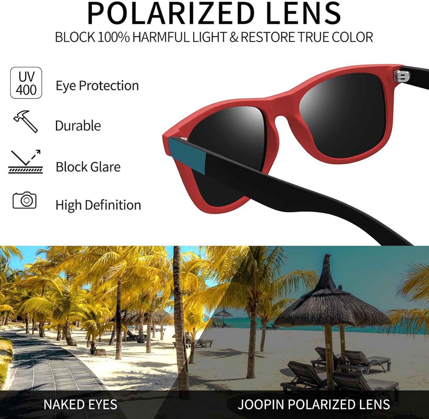 Joopin Polarized Sunglasses Men Women, Classic Square Sun Glasses 100% UV Protection Driving Fishing