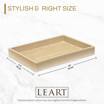 LEART Valet Tray for Men & Women – Leather Tray Organizer | Bedside, Nightstand, Office Desk Organizer Tray | Catchall Tray (Black)