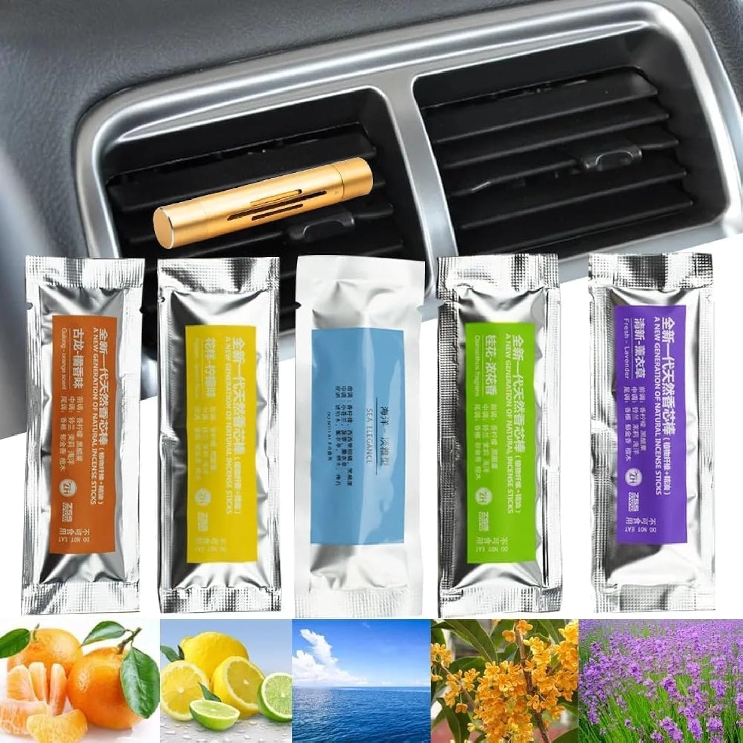 Car Air Freshener long lasting diffuser with fragrances custom bundles essential oil deodorizer fresh air freshener car refillable… (Black with 1 fragrance)