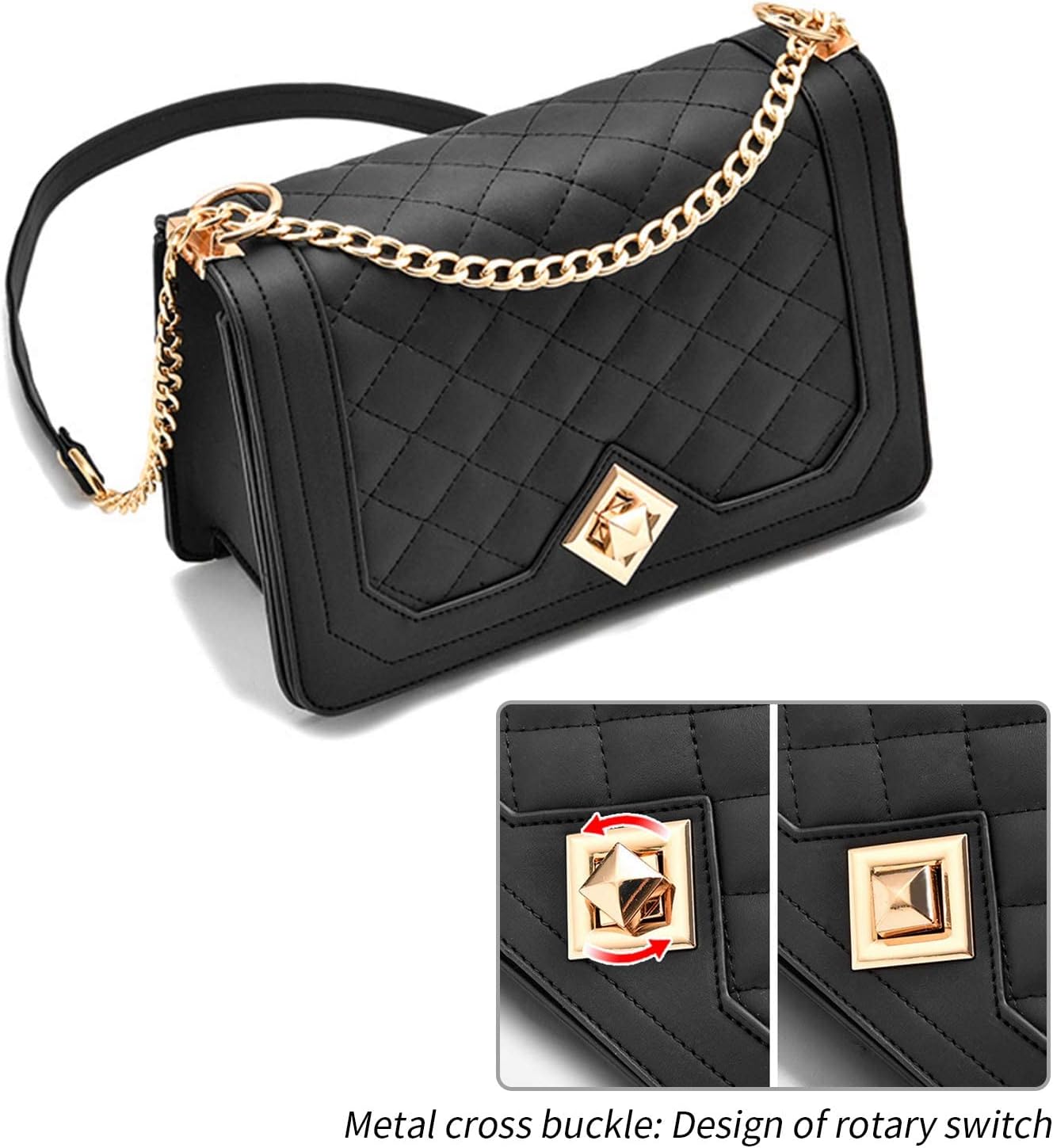 Crossbody Bags for Women, Fashion Shoulder Bag Purse, PU Leather Quilted Handbags with Gold Chain Strap, Suitable for Travel, Business, Shopping