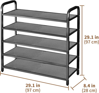 INFOSUN Shoe Rack, Shoes Cabinet Organizer, 5-Tier Shoe Storage with 4 Mesh Shelves, Multi-Function Organizer, Boots Storage Shelf Modern House Furniture Home for Entryway Hallway