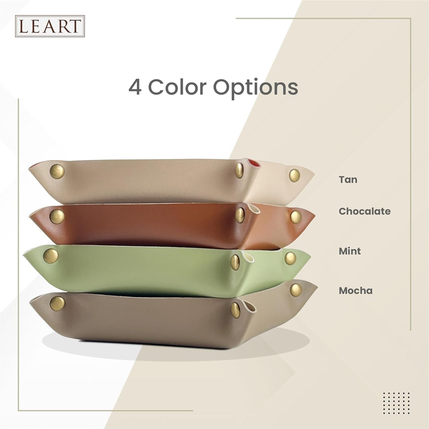 LEART Valet Tray - Small & Compact Catchall Tray | Desk, Bedside, Home Entrance Entryway Organizer | Valet Tray for Keys, Coins, Stationary, Jewellery (Caramel)