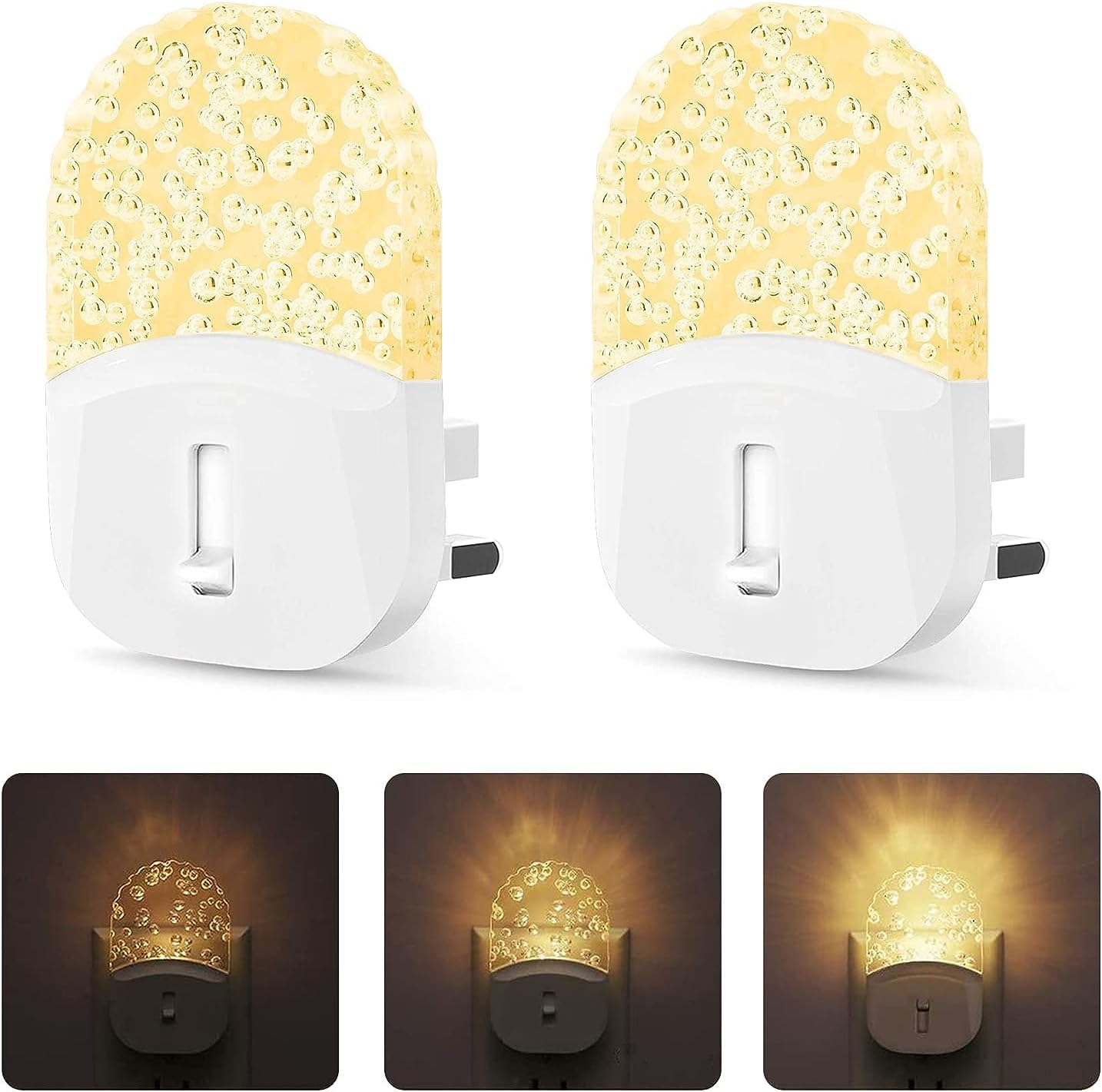 Ufanore LED Night Light Plug in Walls with Dusk to Dawn Sensor & Brightness Adjustable 0-50LM Warm White Lamp, Baby Auto Sensor Night Lighting for Kids/Children, Stairs, Hallway, Kitchen, Bedroom