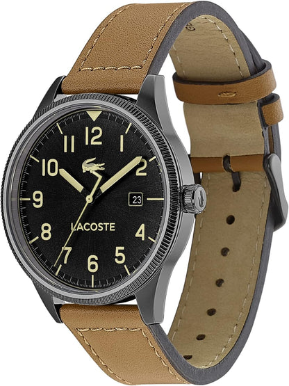 Lacoste Mens Quartz Watch, Analog Display and Leather Strap 2011021, Brown