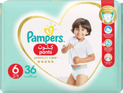 Pampers Premium Care Pants Diapers, Size 6, 16+kg, Unique Softest Absorption for Ultimate Skin Protection, 144 Count