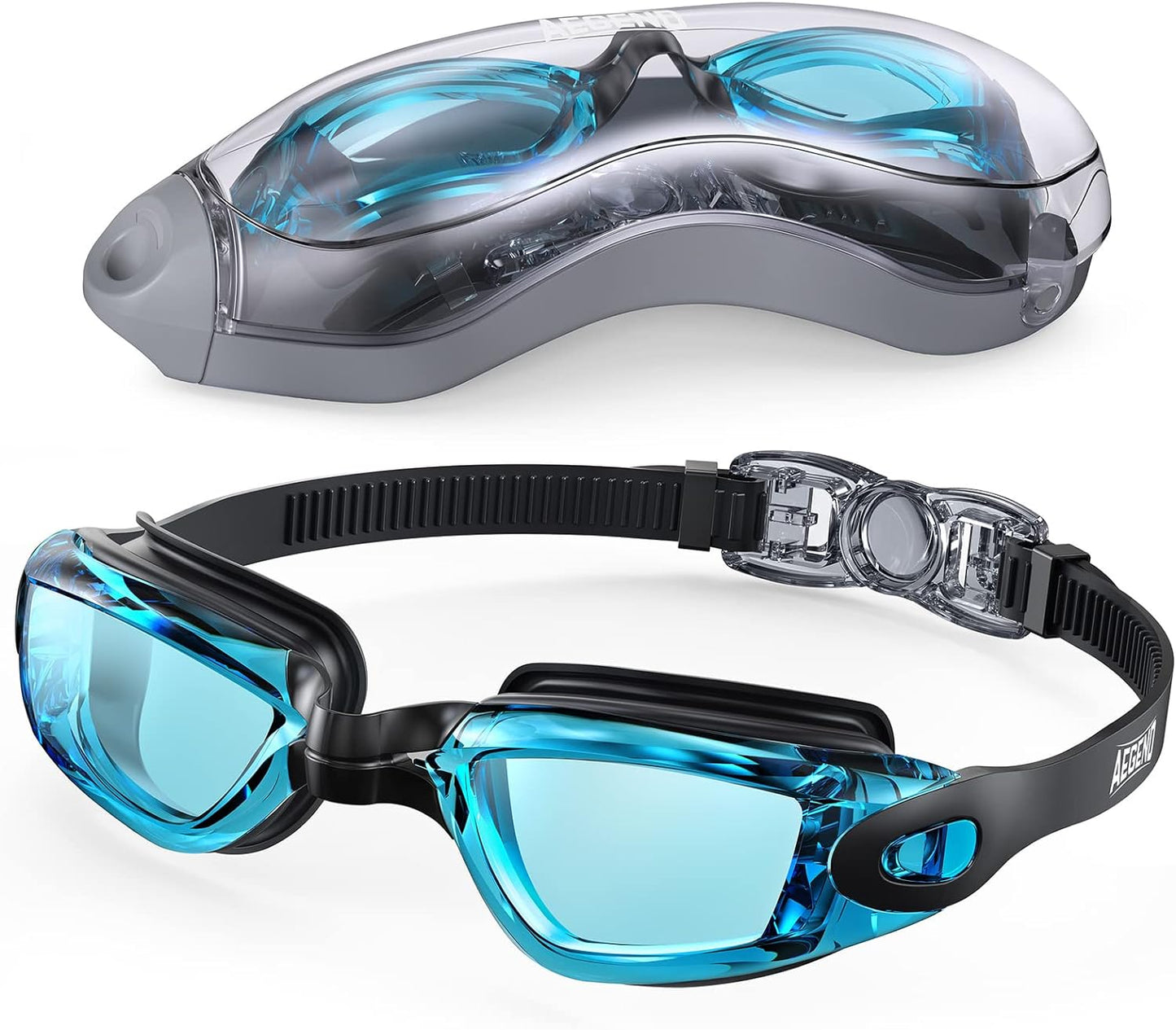 Aegend Swim Goggles, Swimming Goggles No Leaking Adult Men Women Youth, Aqua, UK-02-0016-1