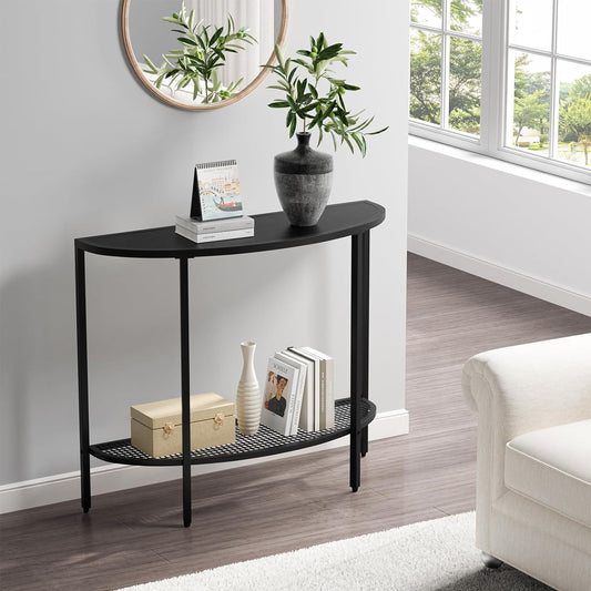 SAYGOER Black Half Moon Console Tables