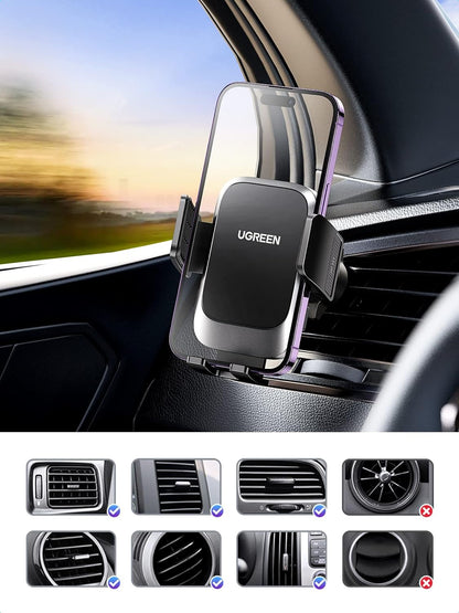 UGREEN Car Phone Holder, Phone Holder Car for Air Vent, Anti-Shake Mobile Holder for Car with Ultra Stable Hook Design, Car Phone Mount Compatible with All Phones iPhone 15/14/13/12 Series, S23 S22