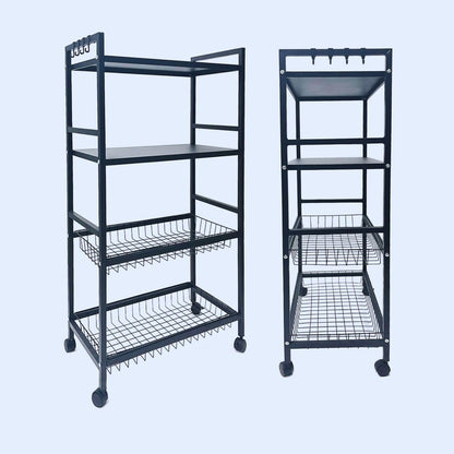 HEXAR® 4 TIER Metal Shelving Unit on Wheels, Adjustable Storage Racks and Shelf, Heavy Duty Rolling Metal Shelves for Laundry Bathroom Kitchen Garage Pantry Organization Bakers Rack