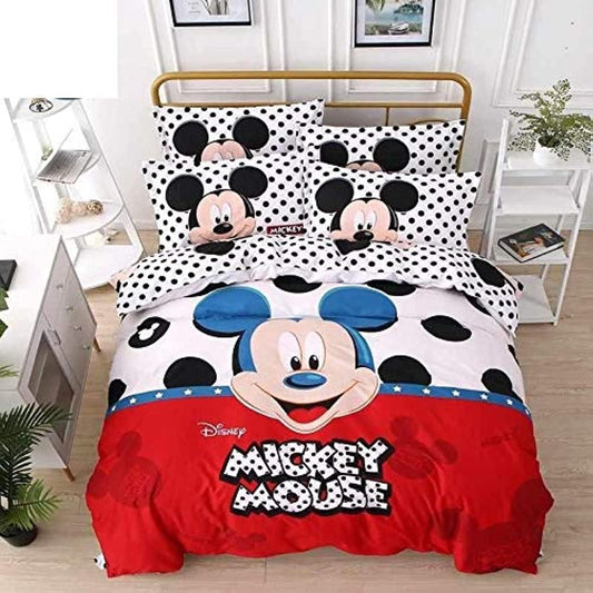 HIGHLAND 100% Cotton kids bed sheet – Mickey Mouse Kids bed sheet - Double Bed Sheet/Pillow Case Set - 275 * 275 CM Kid's Bed Sheet, King size – Kids Bedding