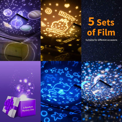 SYOSI CharmCollection Star Projector Night Light for Kids Starry Lamp 360°Rotating Projector Romantic Planet Sky Projection Universe Projector Lamp for Kids with 5 Sets of Projector Film