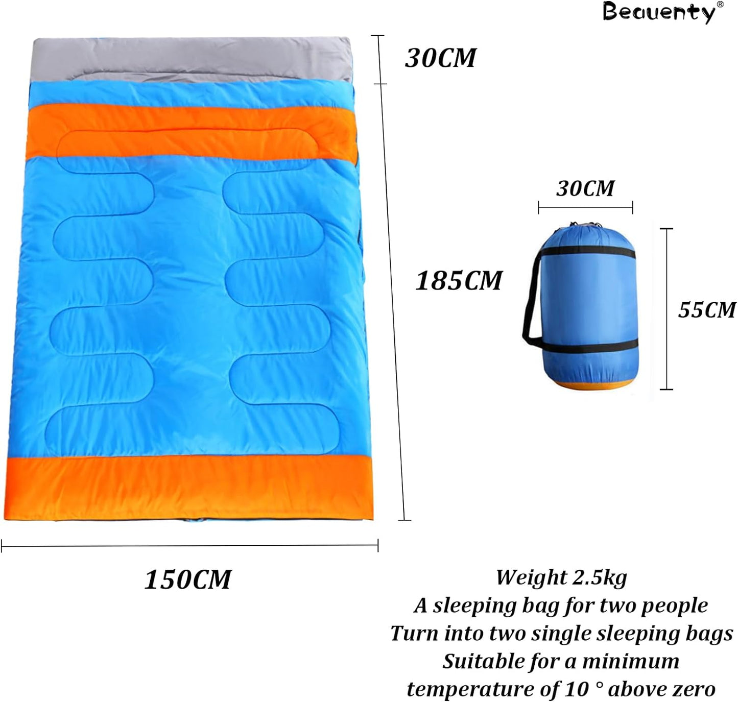 Beauenty 180CM bag length, cap is 30CM long Outdoor Camping Summer Camping Sleeping Bag Lunch 200g Envelope Hooded Sleeping Bag