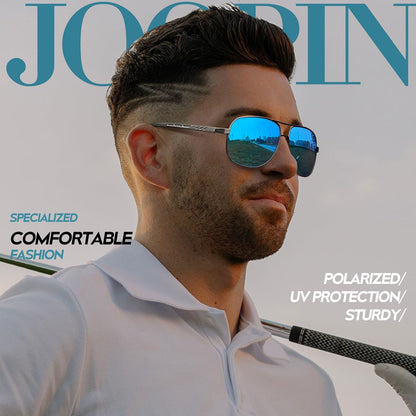 Joopin Rectangular Sunglasses for Men, Al-Mg Metal Frame Military Men Sun Glasses Driving UV Protection