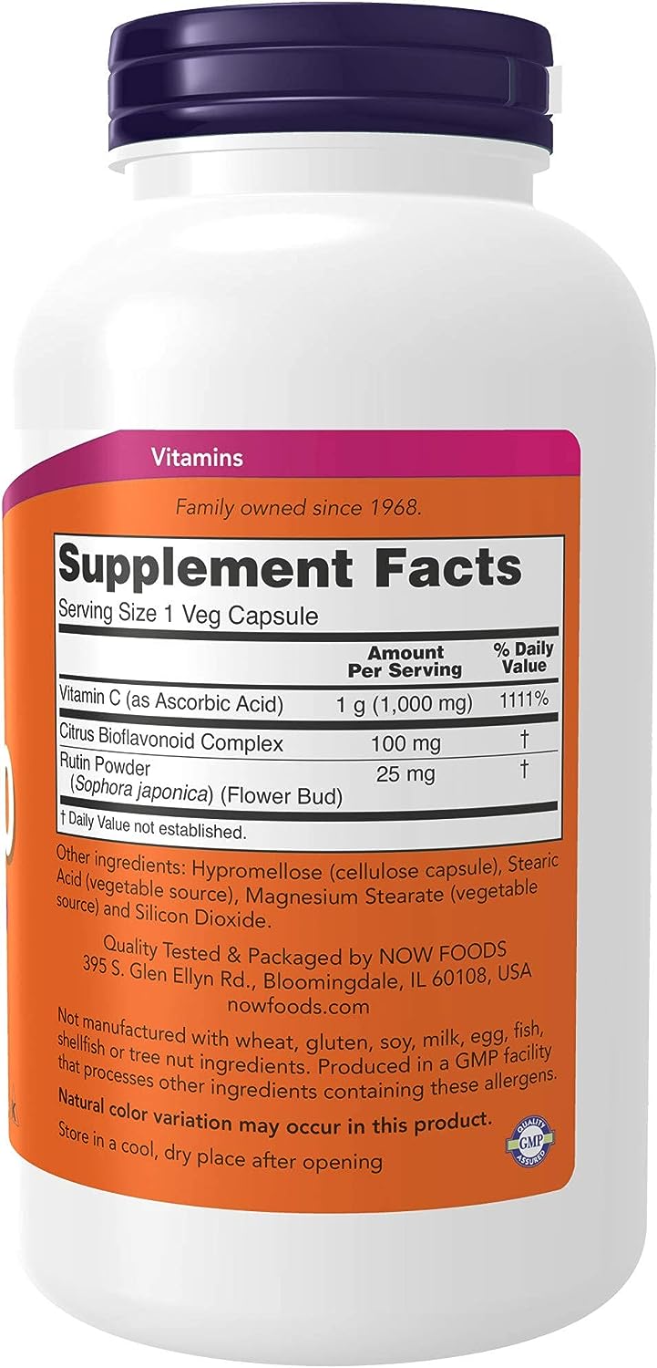 NOW Foods Vitamin C-1000 Sustained Release With Rose Hip, 100 Tablets