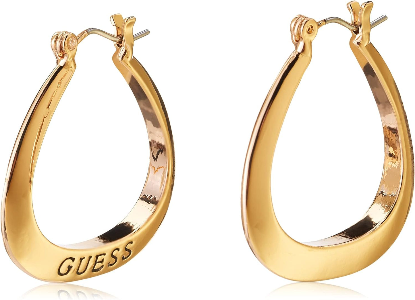 GUESS Basic Small Oval Logo Hoop Earrings