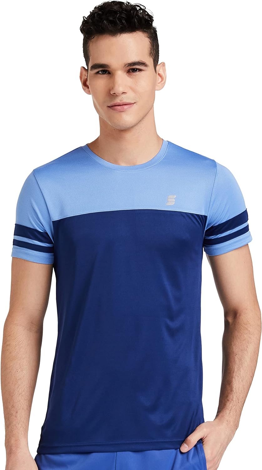 Amazon Brand - Symactive Men's Color Block Regular Fit Half Sleeve Sports T-Shirt