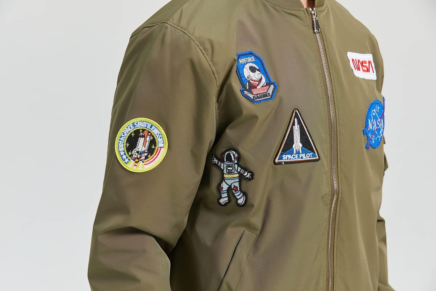 FROIBHATG Casual jackets, Men Biker Bomber Jacket, NASA MA-1 Military Flight Jacket Light Air Force Moto Street Coat