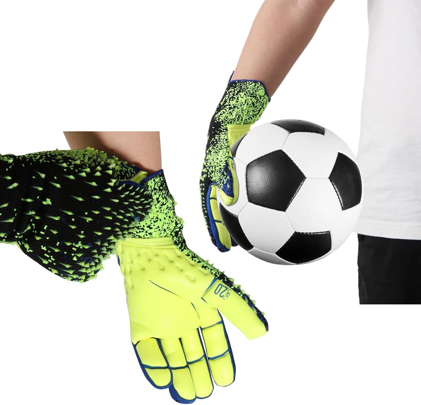 Yuly Goalkeeper Gloves,Strong Grip for Soccer Goalie Goalkeeper Gloves with Size 6/7/8/9/10 Football Gloves for Kids Youth and Adult Soccer Gloves