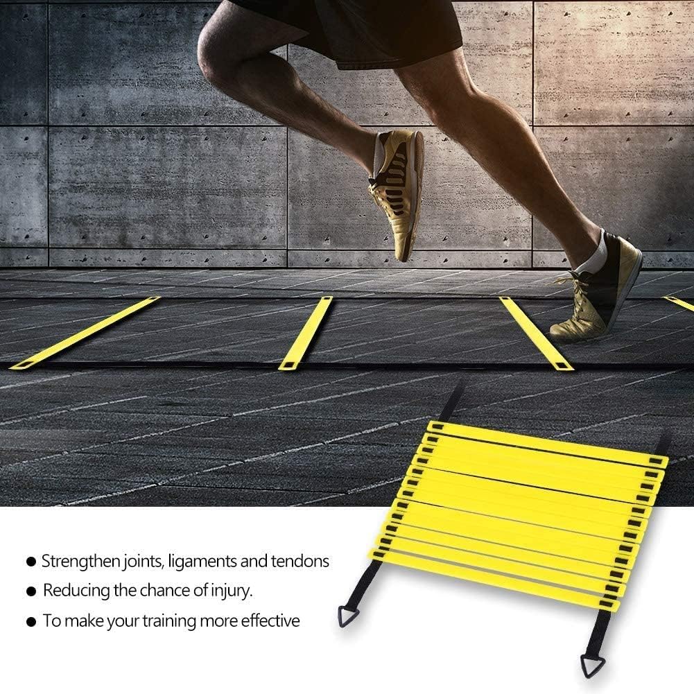 Speed & Agility Training Set, Includes 1 Resistance Parachute & 6m 12-Section Agility Speed Ladder, 4 Steel Stakes, 5 Disc Cones or Football Soccer Training Aid