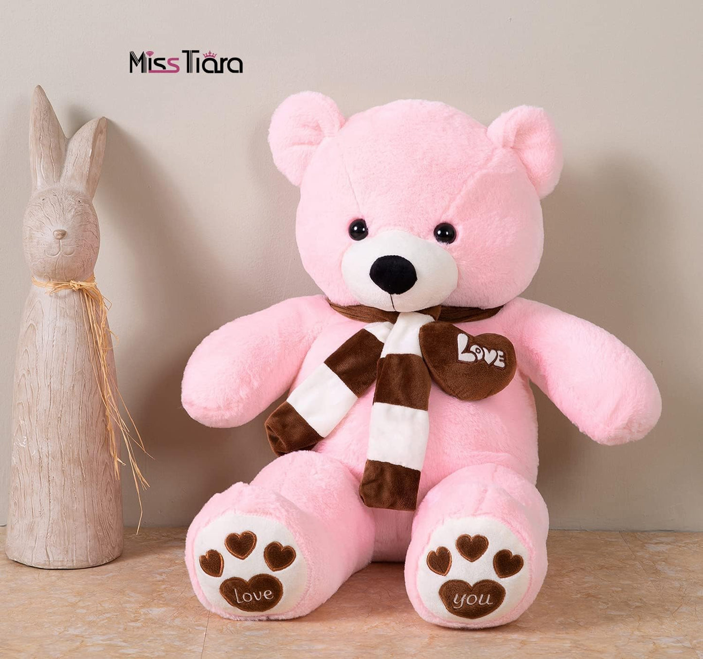 MissTiara Giant Plush Teddy Bear 100cm Cute Soft Stuffed Plush Toy Best Gifts for Valentine’s Day Birthday Party or Any Special days (Pink A)