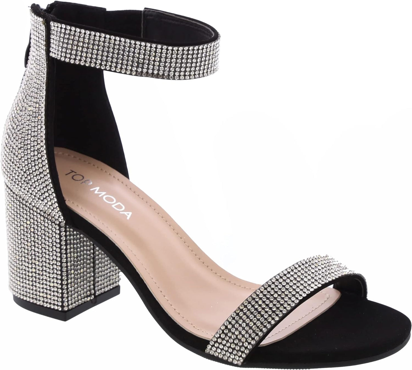 Over the Toe Strap Ankle Wrap Strap Heel Open Toe Block 2' Heel