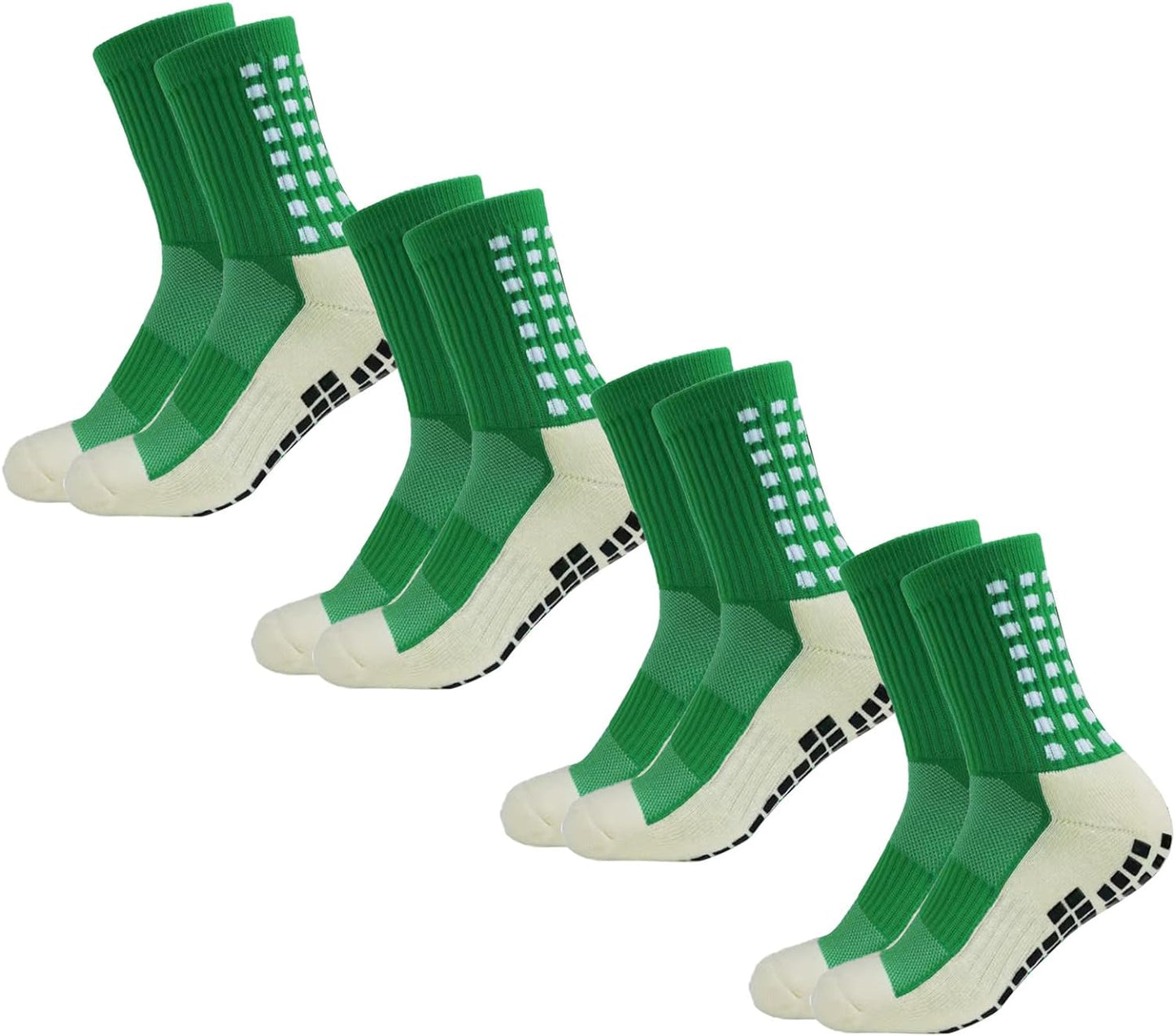 Men's Soccer Socks Anti Slip Non Slip Grip Pads for Football Basketball Sports Grip Socks, 4 Pair