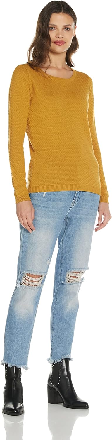 Vero Moda Women's Vmcare Structure Ls O-neck Blou Ga Noos Sweater