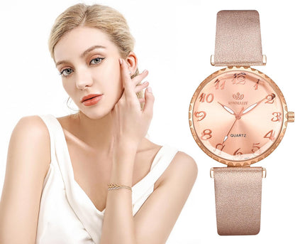 Luxury Womens Watch with Bracelet Gifts Set Rose Gold for Lady Female Elegant Wrist Watches Ladies Stylish Bracelet Watches