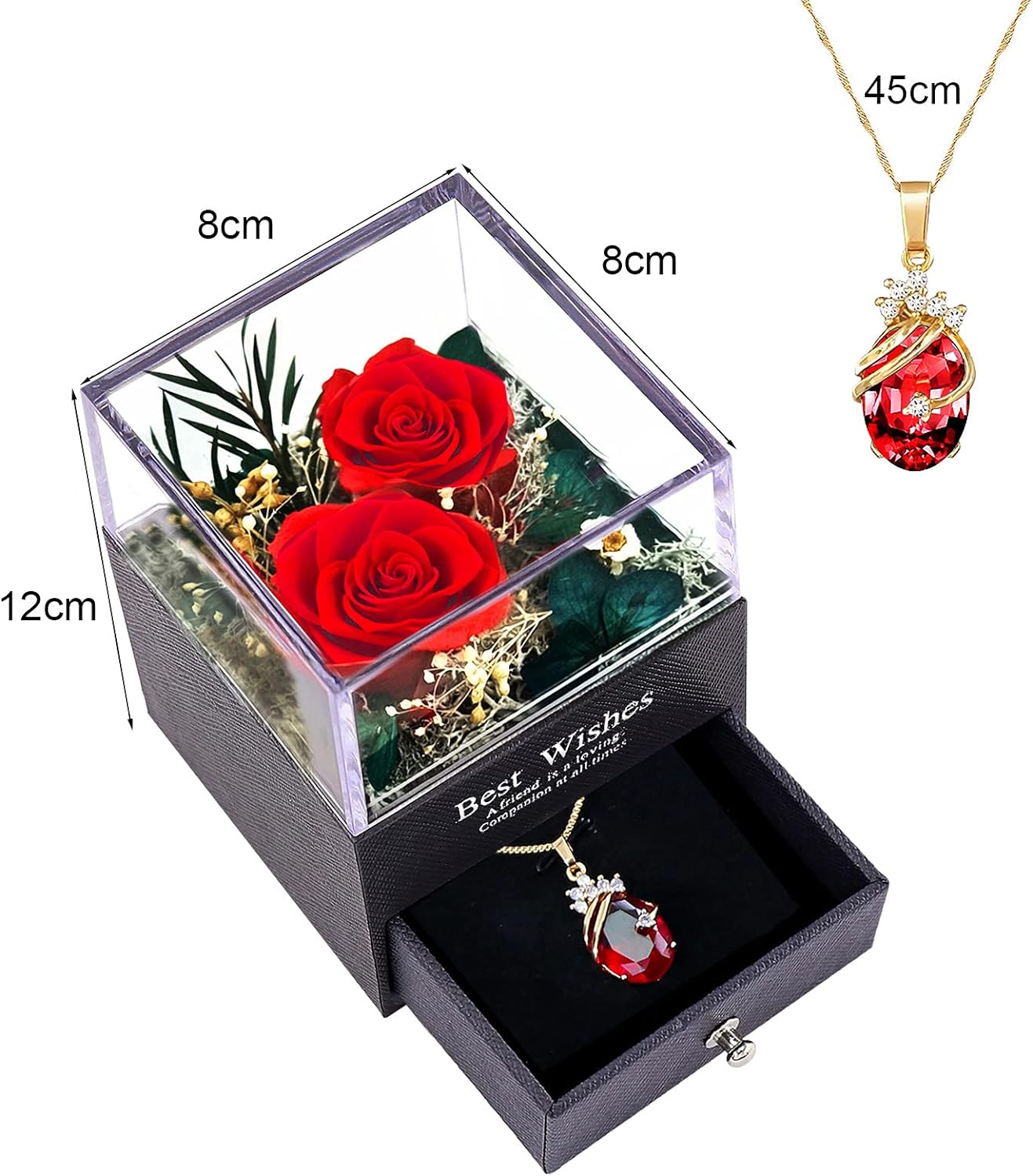 MINCHEDA Eternal Rose Gift for Women, Preserved Rose with Necklace, Real Flower Jewelry Gifts for Mother Day, Valentines, Birthday, Anniversary