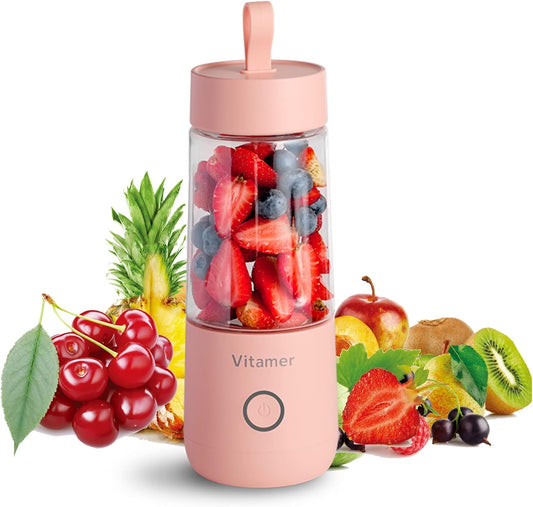 EQURA Portable Blender, USB Rechargeable Juicer Cup, 300mL Waterproof Fruit Mixing Machine Baby Travel Home Office Sports Outdoors