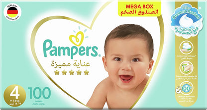 Pampers Premium Care Taped Baby Diapers, Size 4, 9-14 kg, Unique Softest Absorption for Ultimate Skin Protection, 216 Count